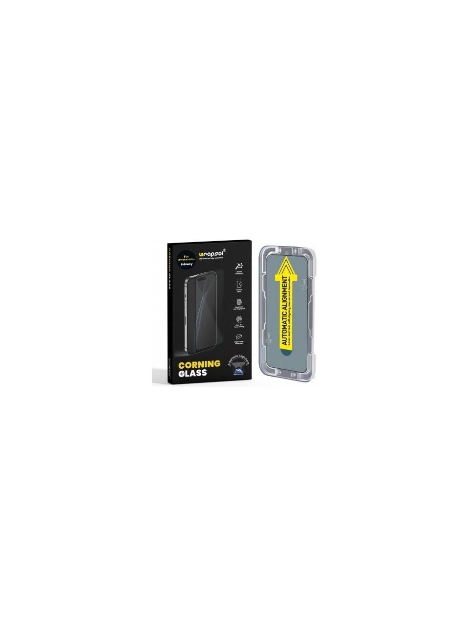Wrapsol iPhone 14 Pro Hayalet Kırılmaz Cam Ekran Koruyucu Kurulum Aparatlı