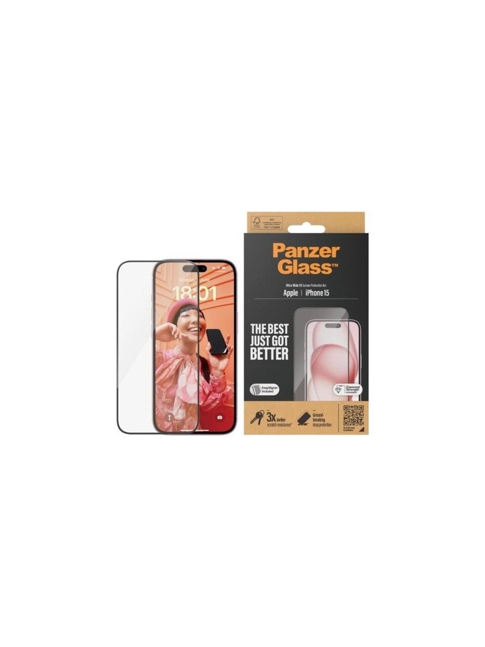 PanzerGlass Iphone 15 | Ultra Geniş Uyum W. Kolay Hizalayıcı