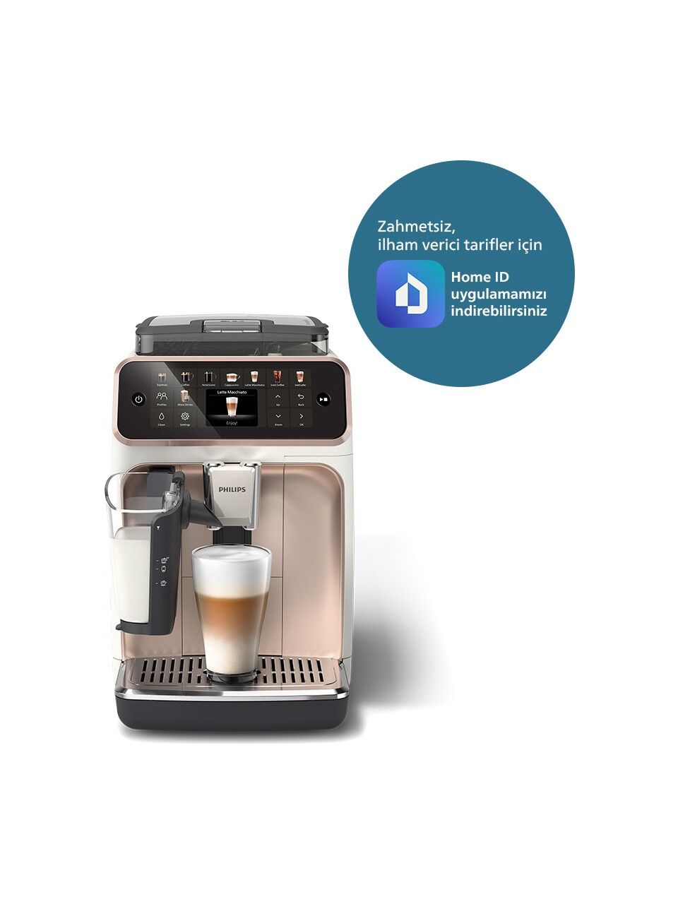 Philips 5500 Serisi LatteGo Tam Otomatik Espresso Makinesi 20 Sıcak ve Soğuk İçecek, Renkli Dokunmatik Ekran,  EP5543/80