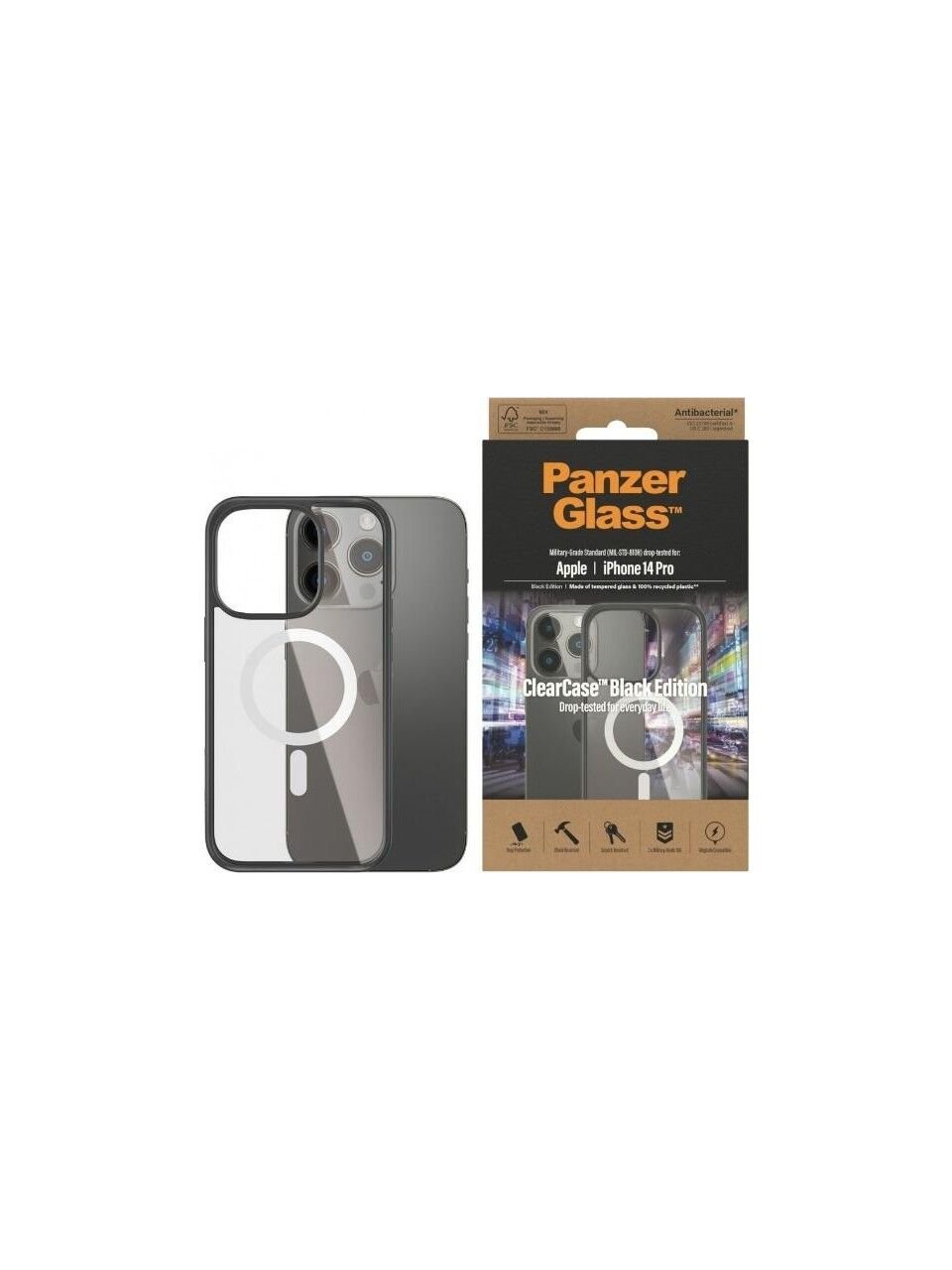 Panzerglass Magsafe Clearcase Siyah Çerçeveli Kapak 2.4m iPhone 14 Pro