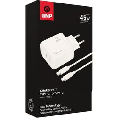 Gnp 45W Gan Type-C To Type -C Seyahat Şarj Aleti Beyaz