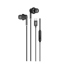 Type-C 14mm Extra Bass Özellikli Mikrofonlu Kulak içi Kulaklık Siyah