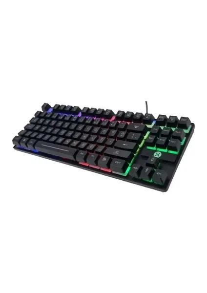Dexim DKA006 KBL-088 Led Işıklı Kablolu Oyuncu Klavyesi Ergonomik Tasarım Kare Tuşlar