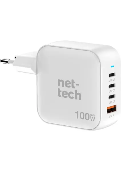 Nettech NT-HCH09 100W Pd+Qc Ganprime Şarj Aleti Hızlı Şarj Aleti/şarj Isısını Düşürür Gan Destekli Akım Korumalı Güç Adaptörü