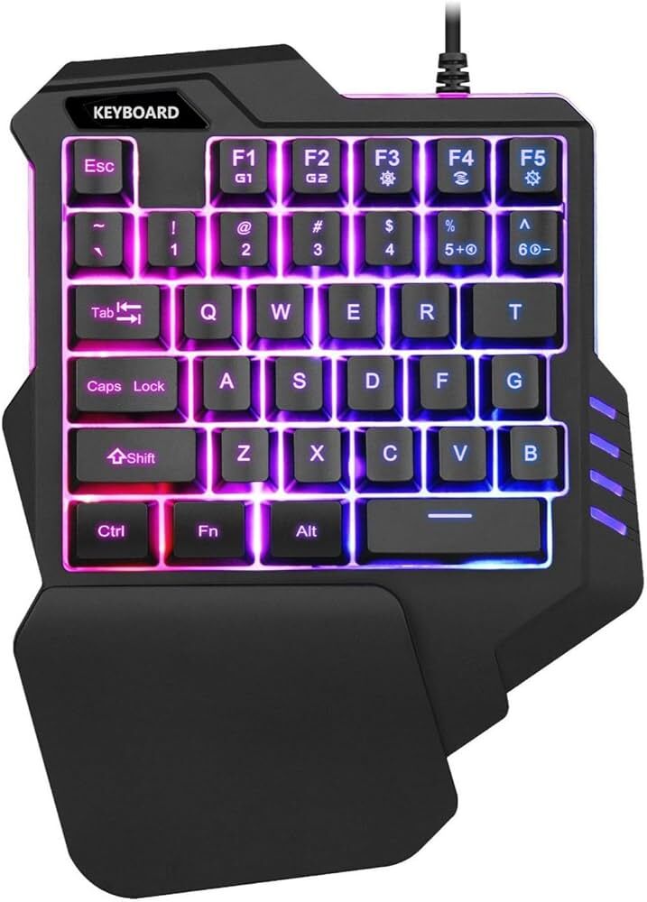ARNO G92 Tek Elle Kullanılan Oyun Klavyesi RGB Arkadan Aydınlatmalı Taşınabilir Mini Oyun Tuş Takımı Ergonomik Oyun Kontrolcüsü PC PS4 Xbox Gamer için
