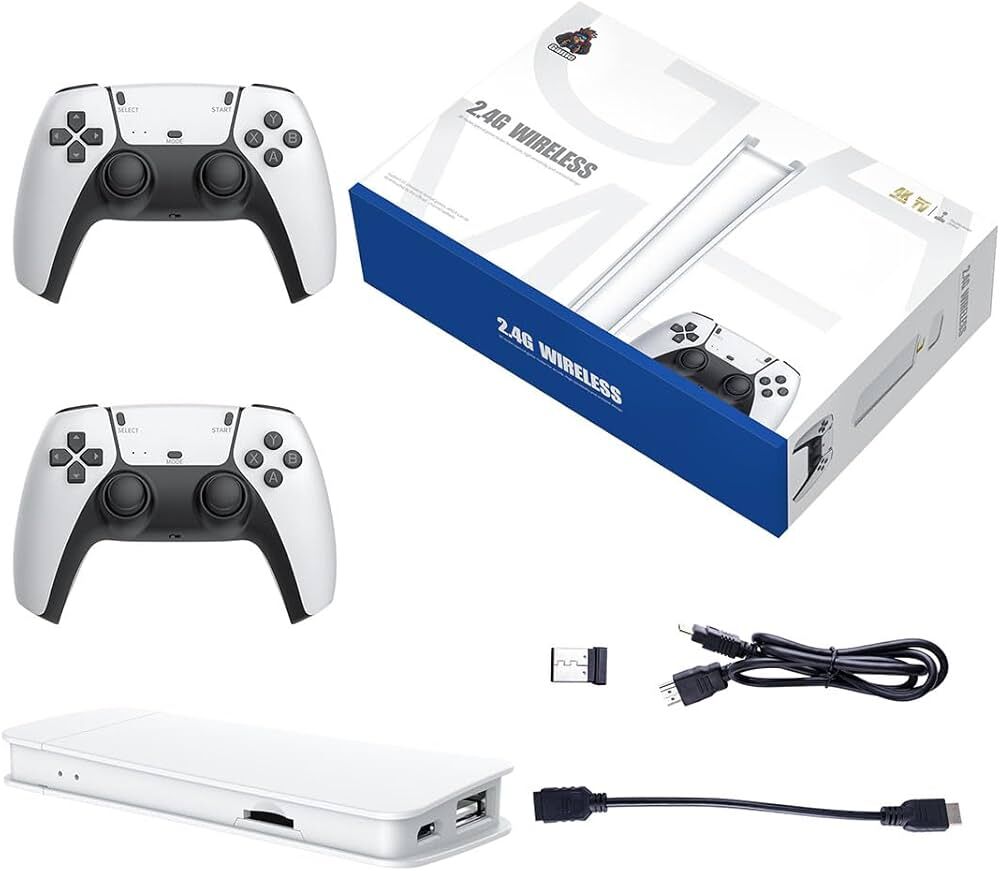 NALACAL Tak ve Çalıştır Retro Oyun TV Çubuğu, Çift 2.4g Kablosuz Kontrolcü Gamepad, 30.000+ Oyun Çubuğu, Kablosuz Video Konsolu, HD Oyun Çubuğu, Aile Oyun Gecesi, 4K HDMI Çıkışlı Video Oyun Konsolu