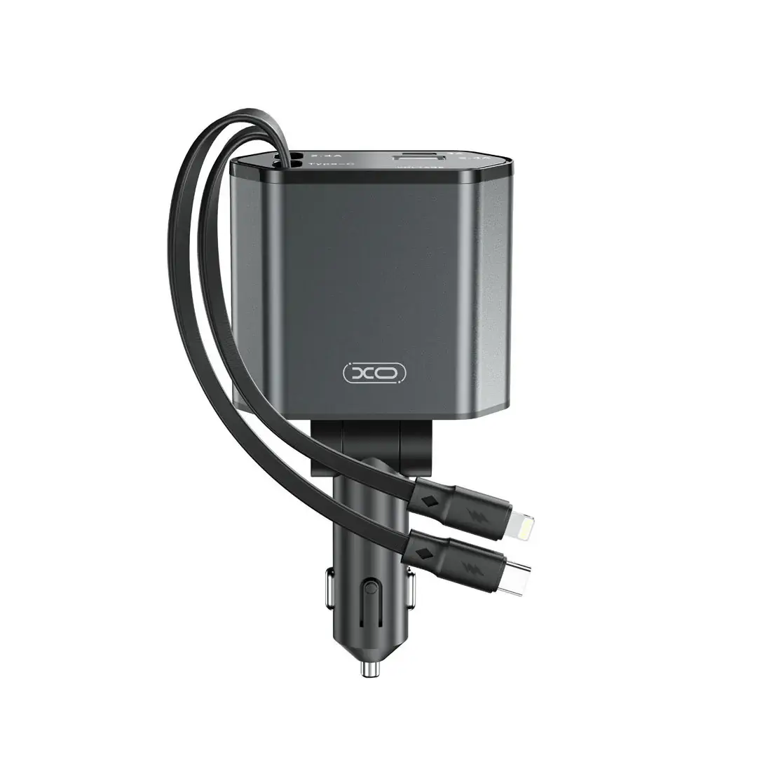 XO CC62 Akıllı Metal 4'ü 1 Arada Geri Çekilebilir Araç Şarj Cihazı