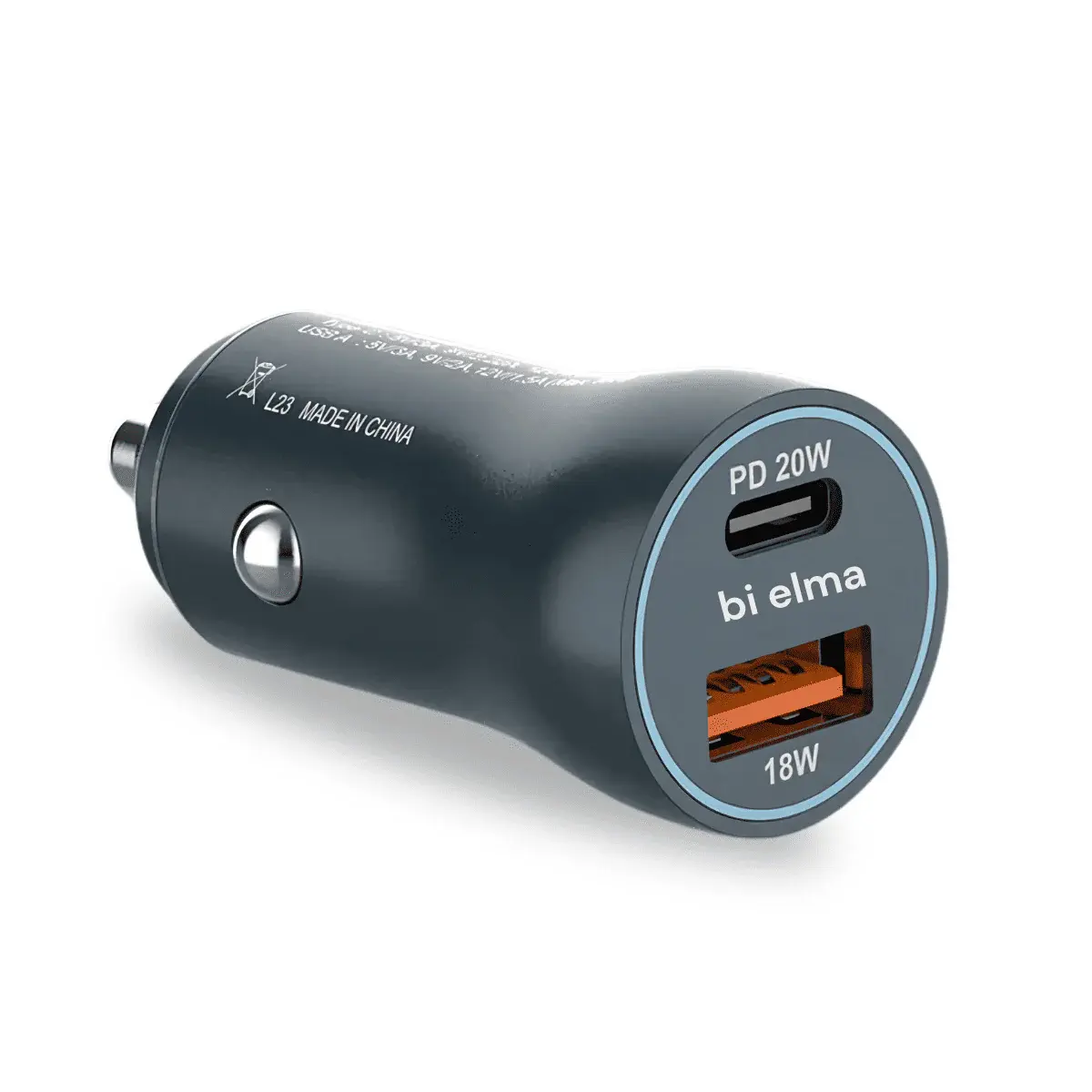 Mini Araç Şarj Cihazı USB-A ve USB-C™ Hızlı Şarj 3.0 38W Siyah Metal