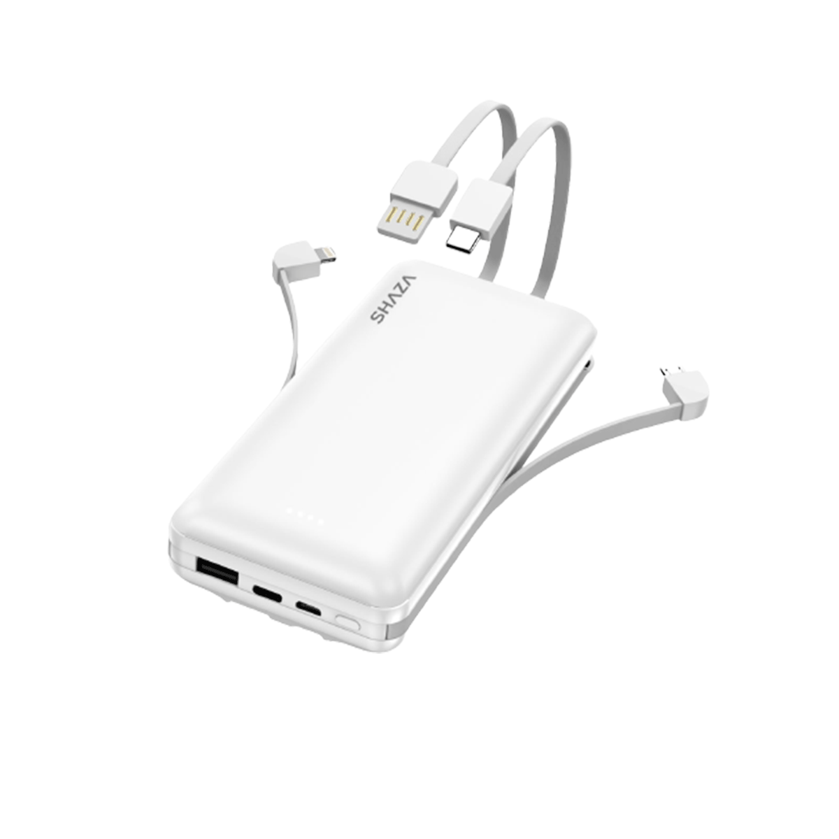 SHAZA 20.000 Mah Kendinden Kablolu Taşınabilir Şarj Cihazı Beyaz