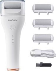 Enchen Rock Elektrikli Ayak Nasırı Giderici 360 Derece Silindir, İki Hız Ayarı, 3 Farklı Silindir Başlığı, IPX6 Su Geçirmez Ayak Öğütücü | 1500mAh Pil | USB Şarj - Beyaz