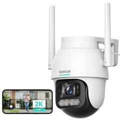 Botslab W311 2K 3MP Yüksek Çözünürlüklü Dış Mekan Pan/Tilt Kamera, Net İki Yönlü Ses, IP66 Hava Koşullarına Dayanıklı, 360° Kapsama Alanı, NVR Destekli, Tam Renkli Gece Görüşü