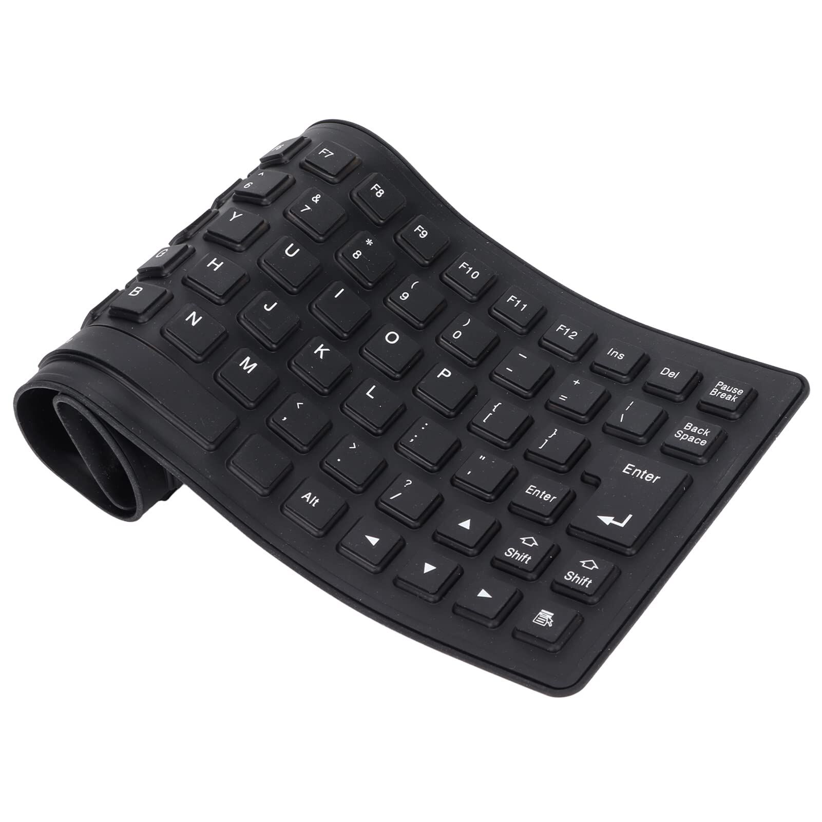 Topiky Katlanabilir Esnek Klavye, İnce USB Sessiz Oyun Klavyesi, 85 Tuş, Rulo Sessiz Yumuşak Klavye, PC Dizüstü Bilgisayar için USB Kablolu (Siyah)